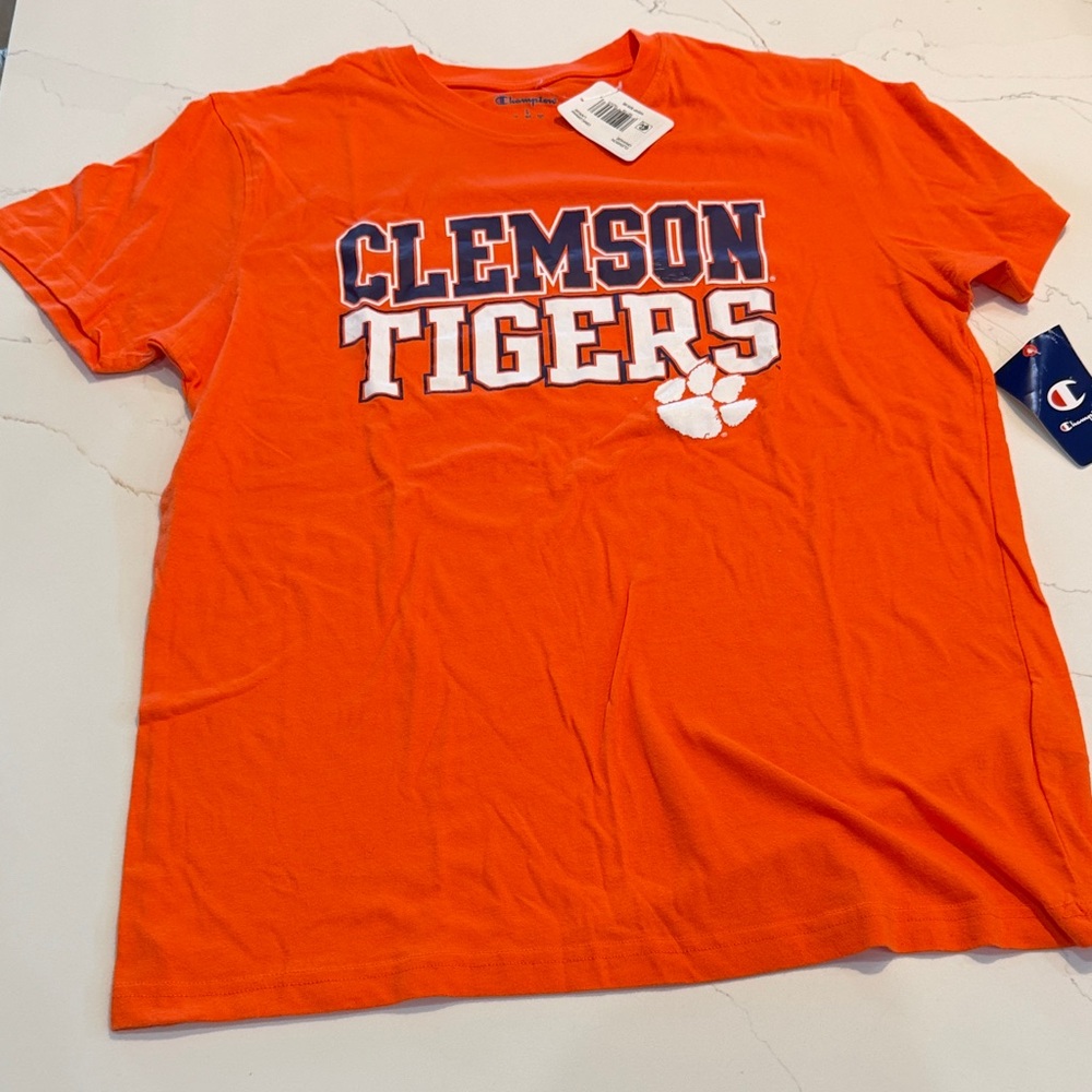 Unisex Champion Orange Clemson Tigers Graphic Tee with White Paw
